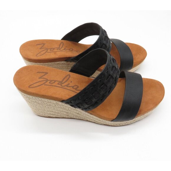 Zodiac Women's Black Woven Strap Espadrille Wedge Sandals Size 9.5 NWOB - Picture 2 of 7